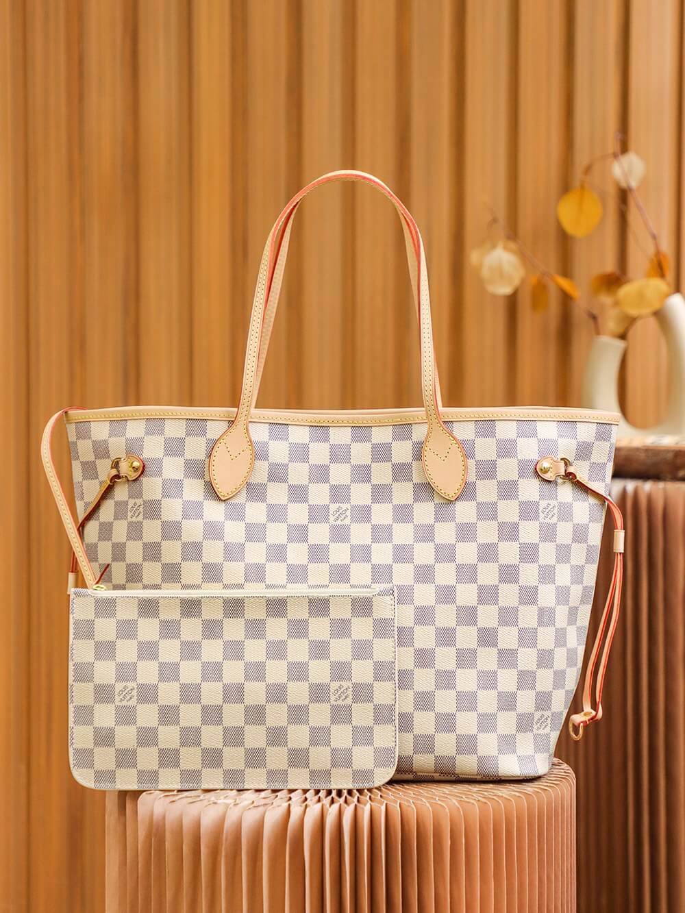 Wholesale Luxury Louis Vuitton Damier Azur Neverfull White Pm/Mm/Gm N41361