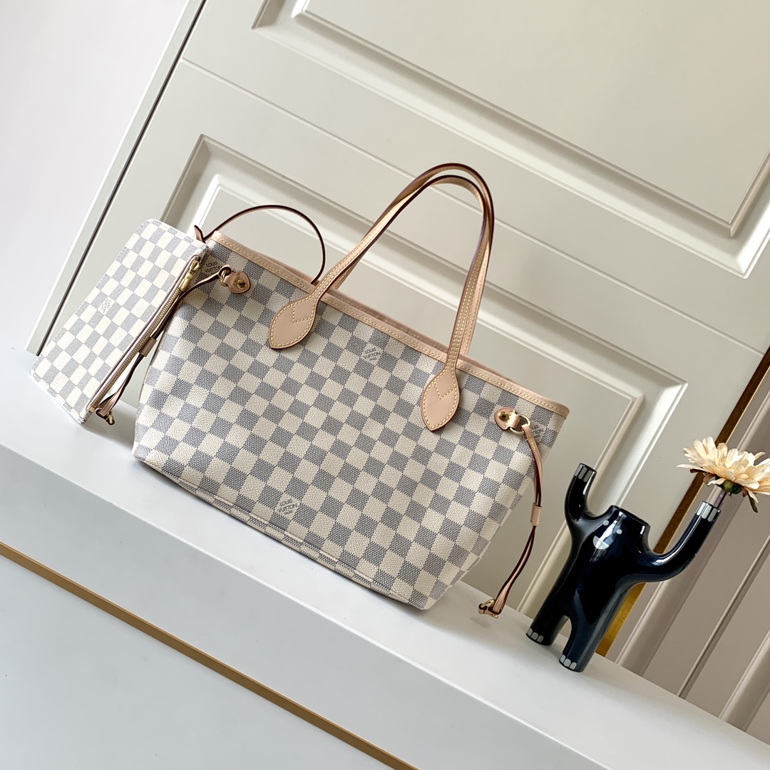 Wholesale Luxury Louis Vuitton Damier Azur Neverfull Pink Pm/Mm/Gm M41603 - Image 6