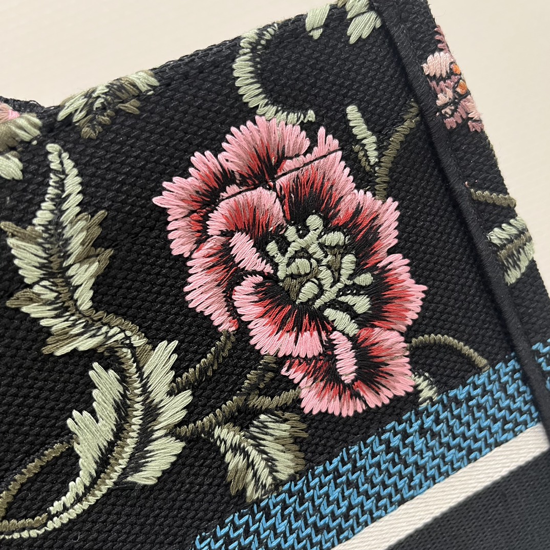 Wholesale Luxury Dior Book Tote Medium Black Multicolor Dior Petites Fleurs Embroidery M1296Zeau_M911 - Image 5
