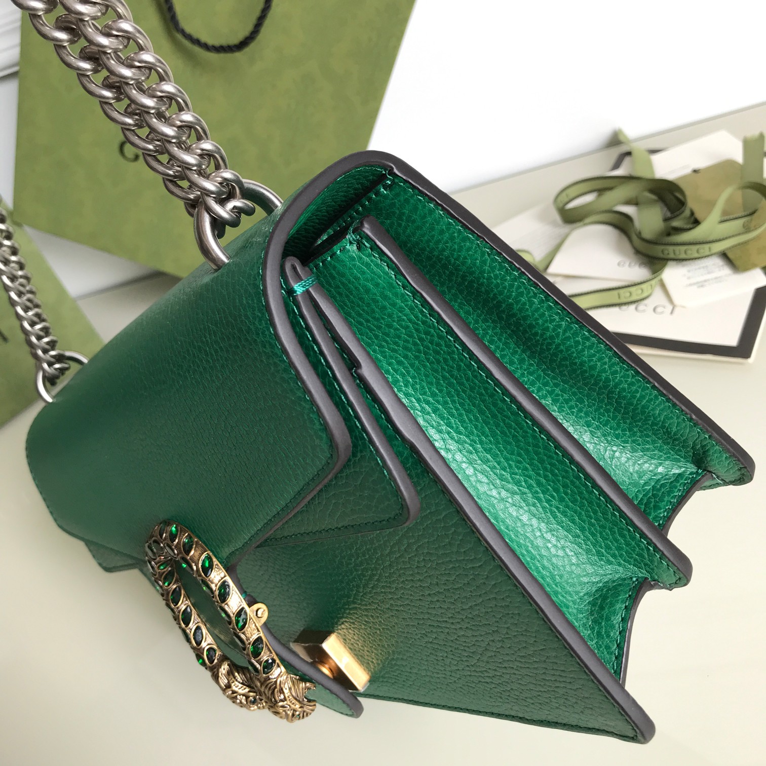Wholesale Luxury Gucci Dionysus Small Shoulder Bag Forest Green 400249 - Image 8