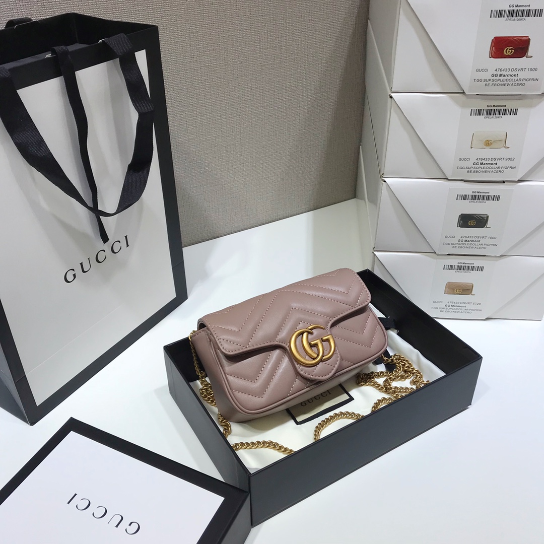 Wholesale Luxury Gucci Gg Marmont Matelasse Super Mini Bag Light Purple 476433 - Image 8