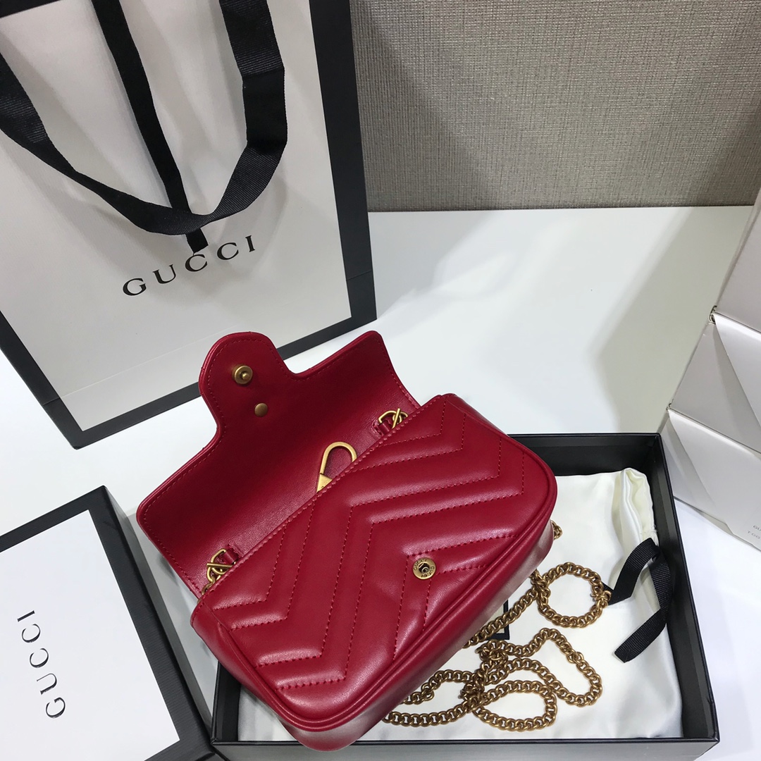 Wholesale Luxury Gucci Gg Marmont Matelasse Super Mini Bag Red 476433 - Image 7