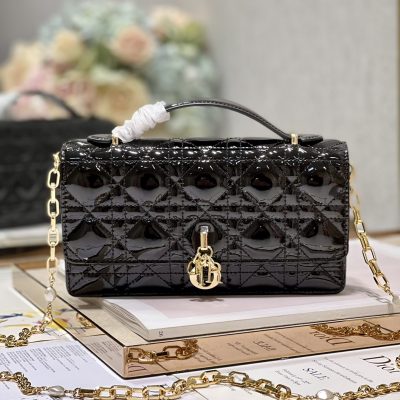 Wholesale Luxury Dior Miss Mini Bag Black Patent Cannage Calfskin