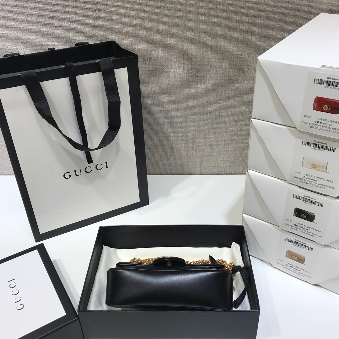 Wholesale Luxury Gucci Gg Marmont Matelasse Super Mini Bag Black 476433 - Image 6