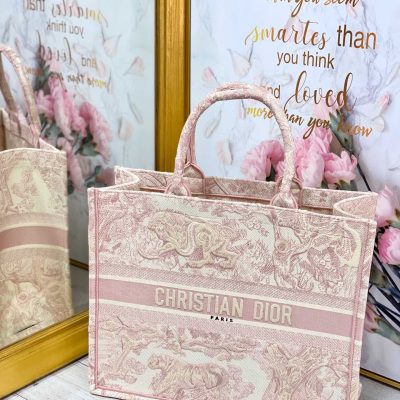 Wholesale Luxury Dior Book Tote Medium Pink Toile De Jouy Embroidery M1286Ztdt_M956