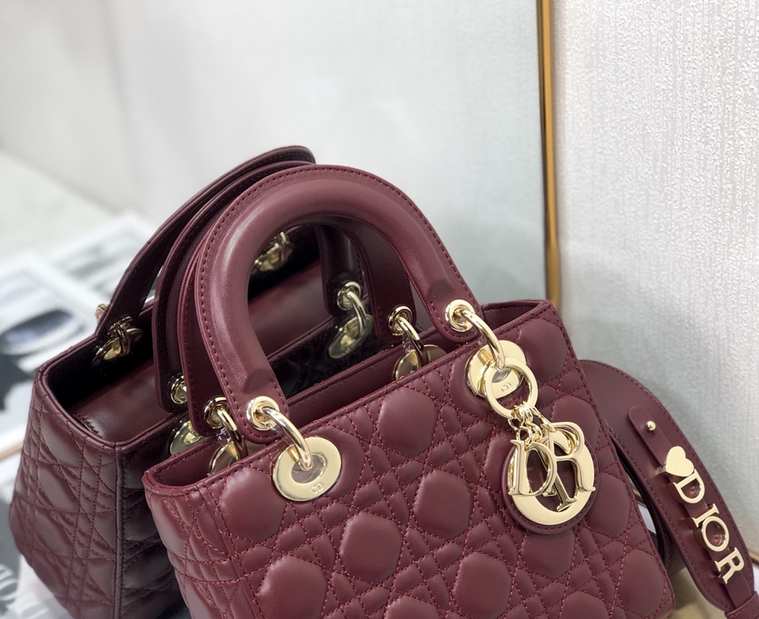 Wholesale Luxury Dior Medium Lady Dior Bag Cherry Red Patent Cannage Calfskin M0565Owcb_M323 - Image 6