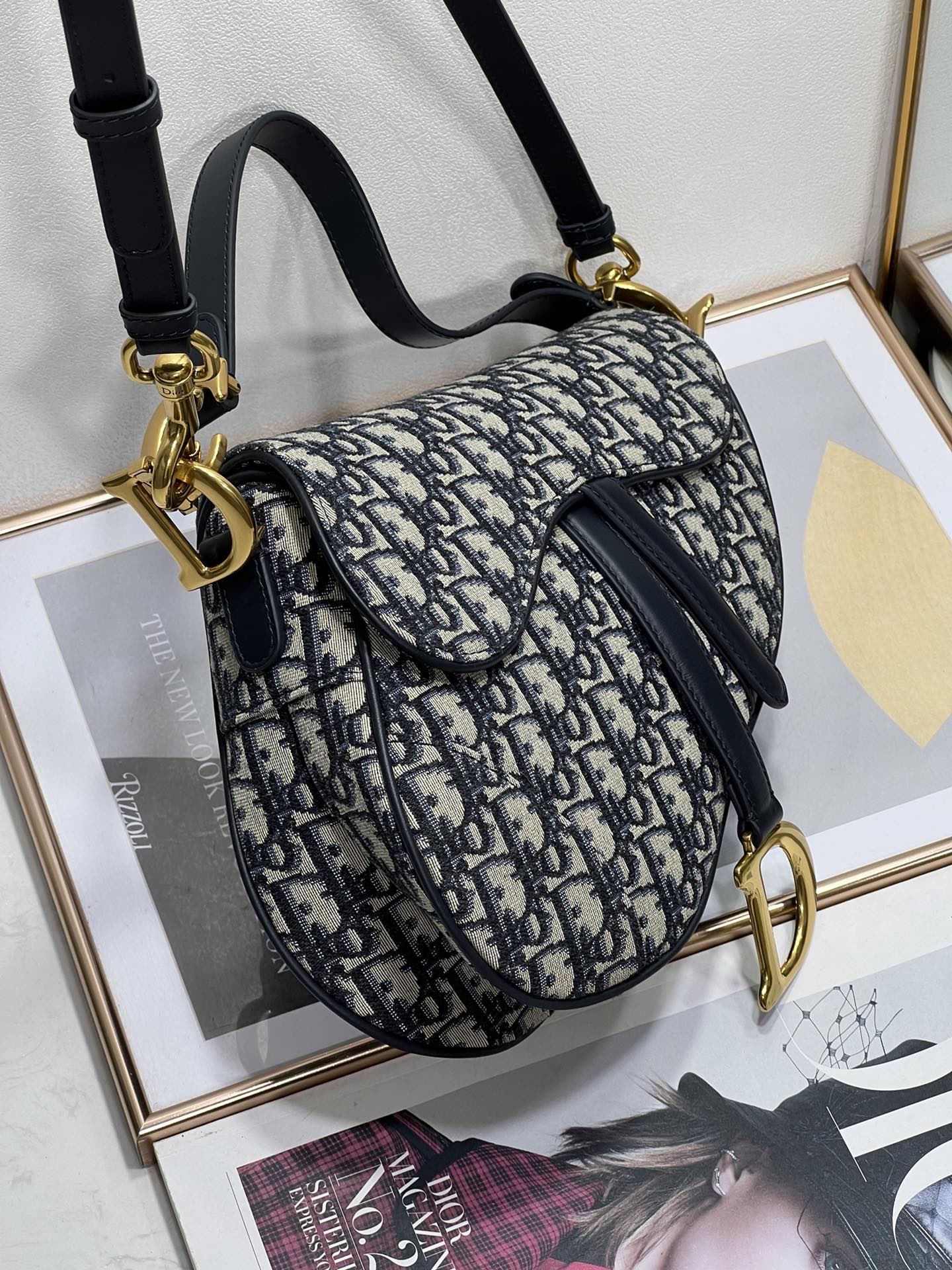 Wholesale Luxury Dior Saddle Bag Blue Dior Oblique Embroidery M0446Criw M928 - Image 4