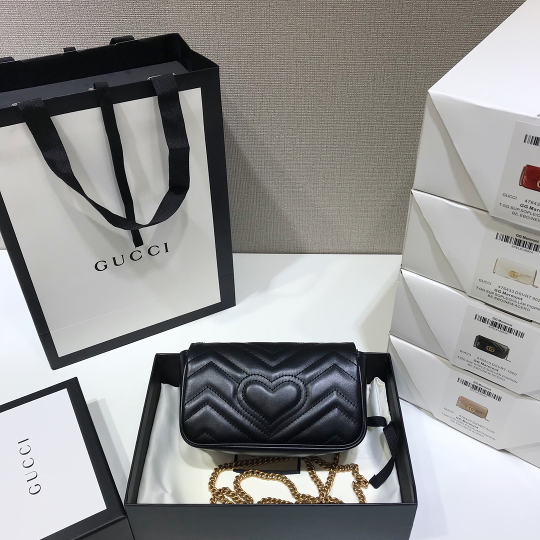 Wholesale Luxury Gucci Gg Marmont Matelasse Super Mini Bag Black 476433 - Image 8