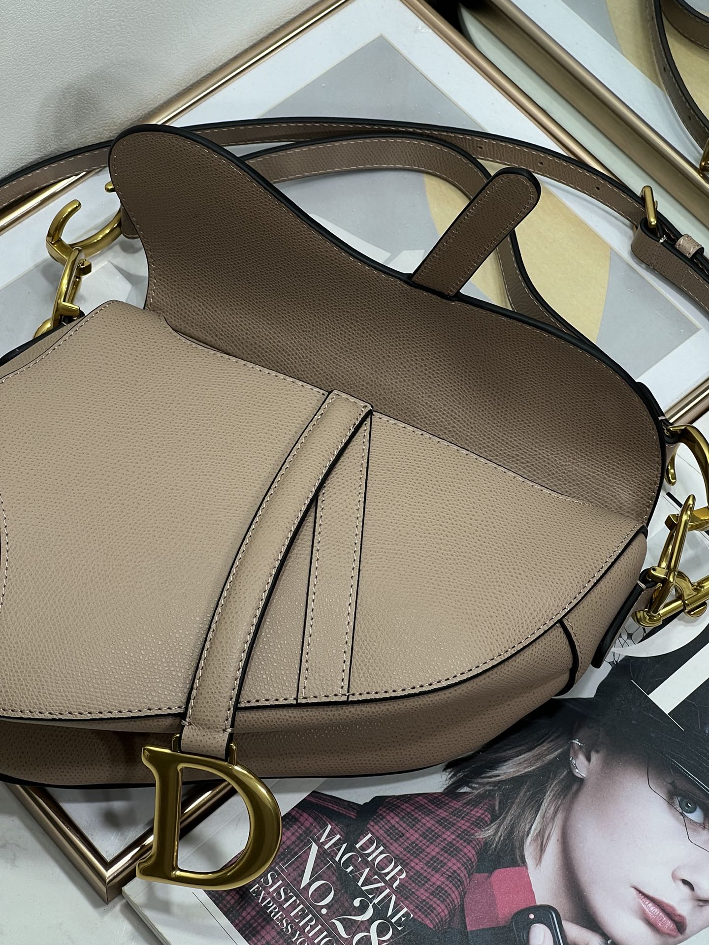 Wholesale Luxury Dior Saddle Bag Sand Pink Grained Calfskin M0455Cbaa_M84P - Image 4