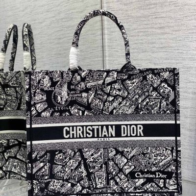 Wholesale Luxury Dior Book Tote Large Black And White Plan De Paris Embroidery M1296Zomp_M993