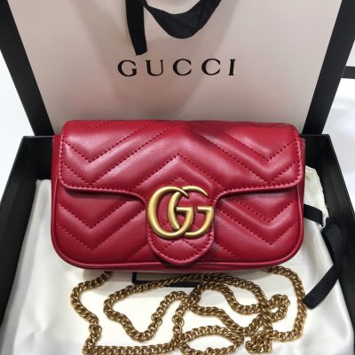 Wholesale Luxury Gucci Gg Marmont Matelasse Super Mini Bag Red 476433