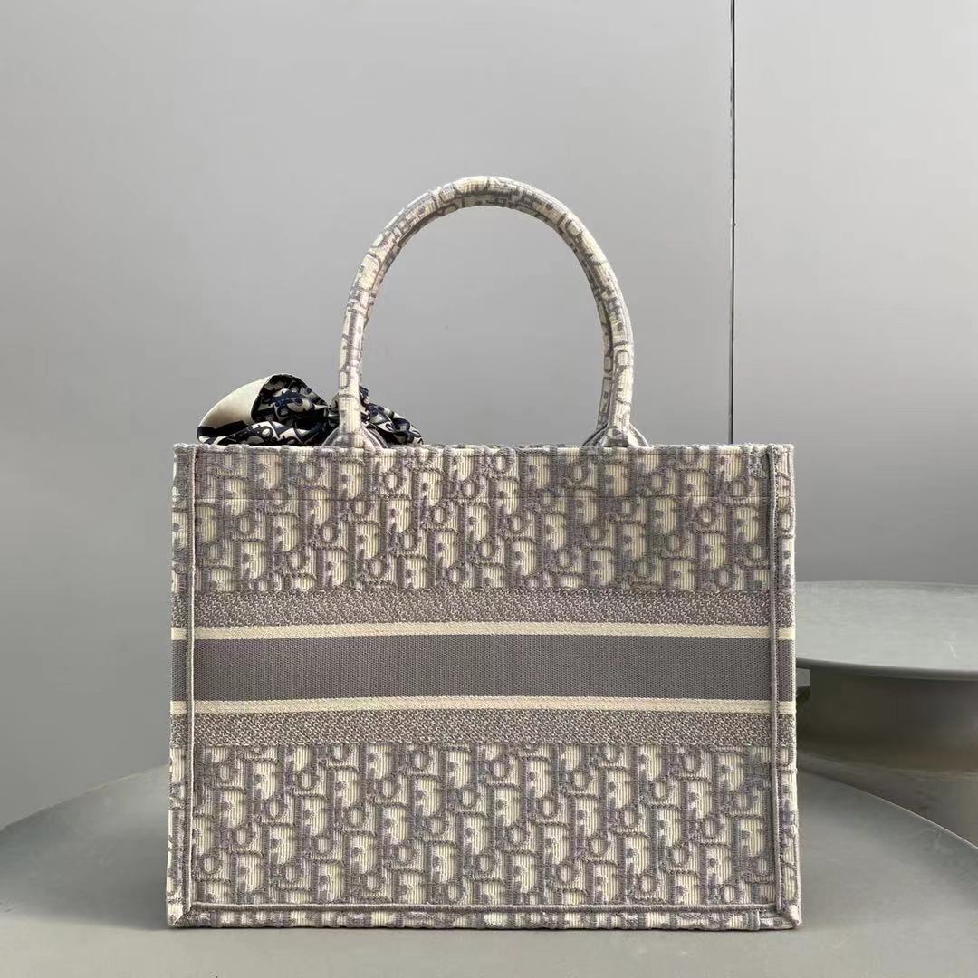 Wholesale Luxury Dior Book Tote Medium Gray Dior Oblique Embroidery M1296Zriw_M932 - Image 6