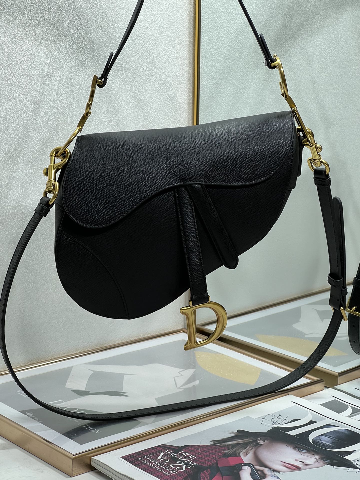 Wholesale Luxury Dior Saddle Bag Black Grained Calfskin M0455Cbaa_M900 - Image 9