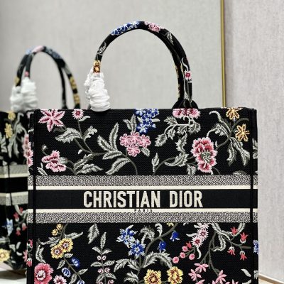 Wholesale Luxury Dior Book Tote Large Black Multicolor Dior Petites Fleurs Embroidery M1286Zeau_M911