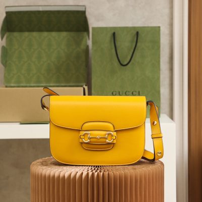 Wholesale Luxury Gucci Horsebit 1955 Shoulder Bag 602204 Yellow Leather
