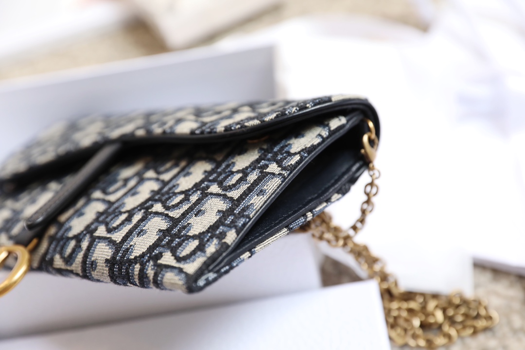 Wholesale Luxury Dior Long Saddle Wallet With Chain Blue Dior Oblique Jacquard S5614Ctzq_M928 - Image 2