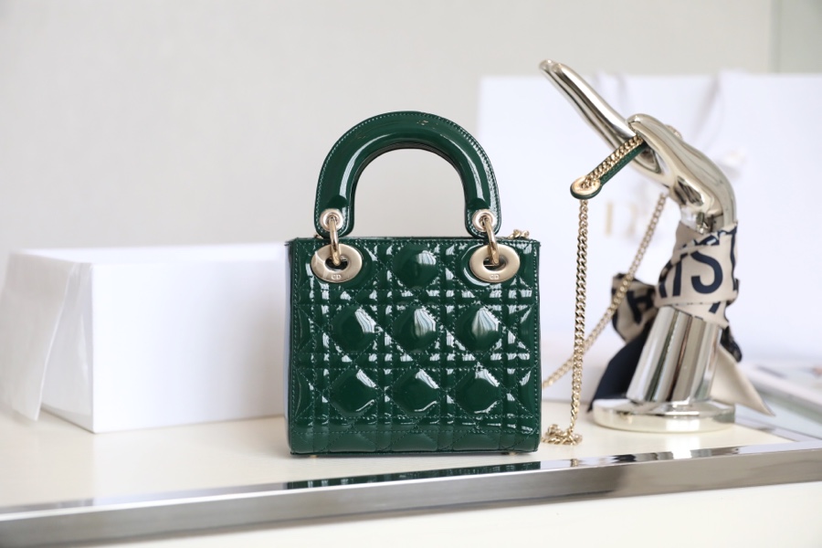 Wholesale Luxury Dior Mini Lady Dior Bag Emerald Green Patent Cannage Calfskin M0505Owcb_M81C - Image 6