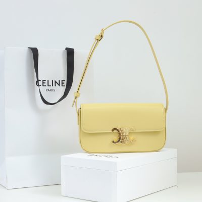 Wholesale Luxury Celine Shoulder Bag Triomphe In Shiny Calfskin Yellow