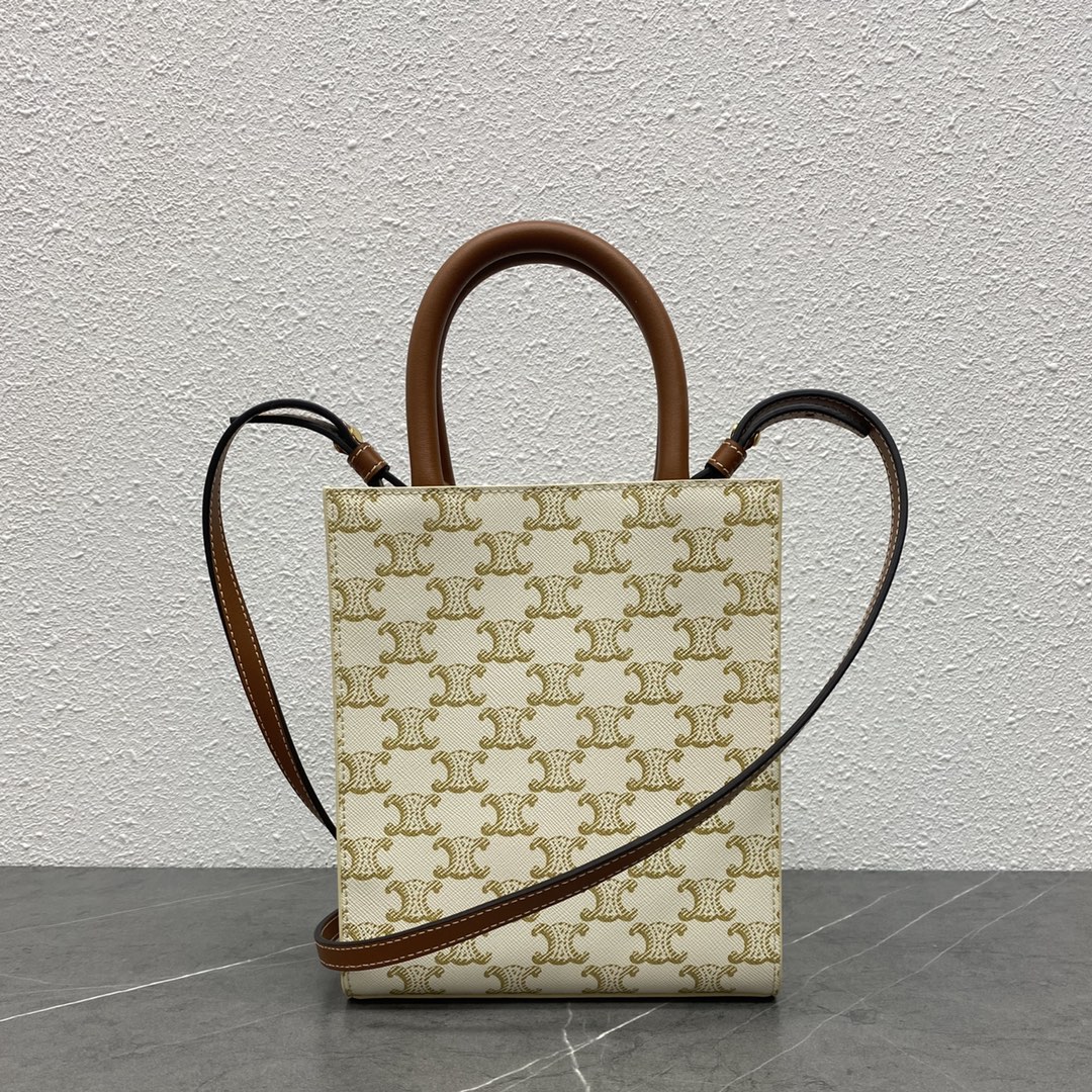 Wholesale Luxury Celine Triomphe Mini Tote White 194372Bzk.01Bc - Image 8