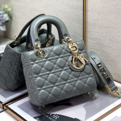 Wholesale Luxury Dior Medium Lady Dior Bag Cloud Blue Patent Cannage Calfskin M0565Owcb_M81B