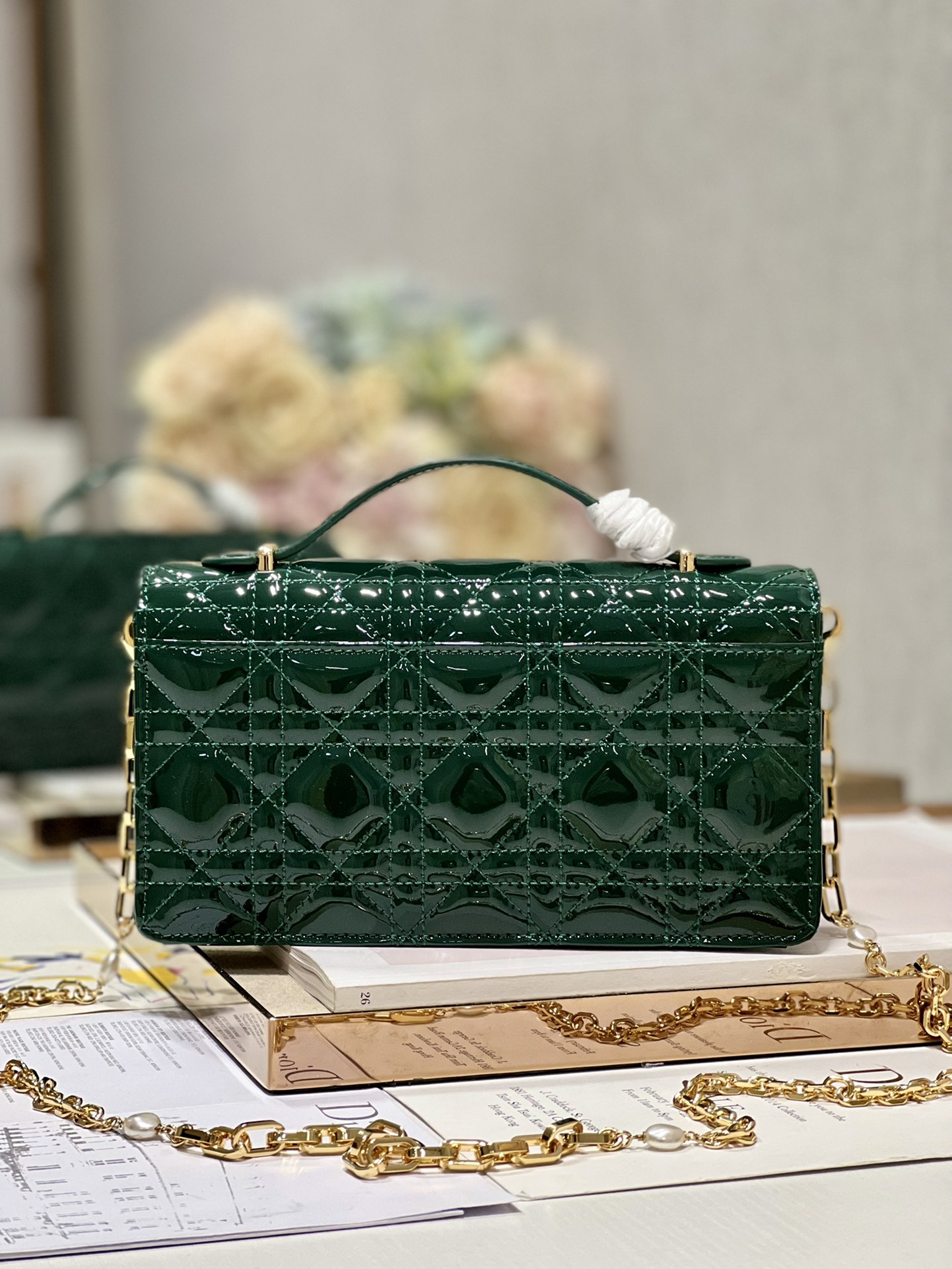 Wholesale Luxury Dior Miss Mini Bag Rose Pine Green Patent Cannage Calfskin - Image 7