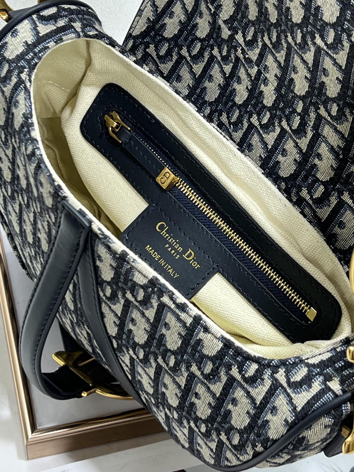 Wholesale Luxury Dior Saddle Bag Blue Dior Oblique Embroidery M0446Criw M928 - Image 3