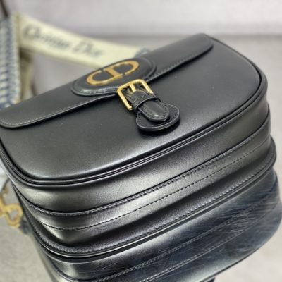 Alternative view of Wholesale Luxury Dior Large Bobby Bag Black Box Calfskin With Blue Dior Oblique Embroidered Strap M9320Ubby_M911