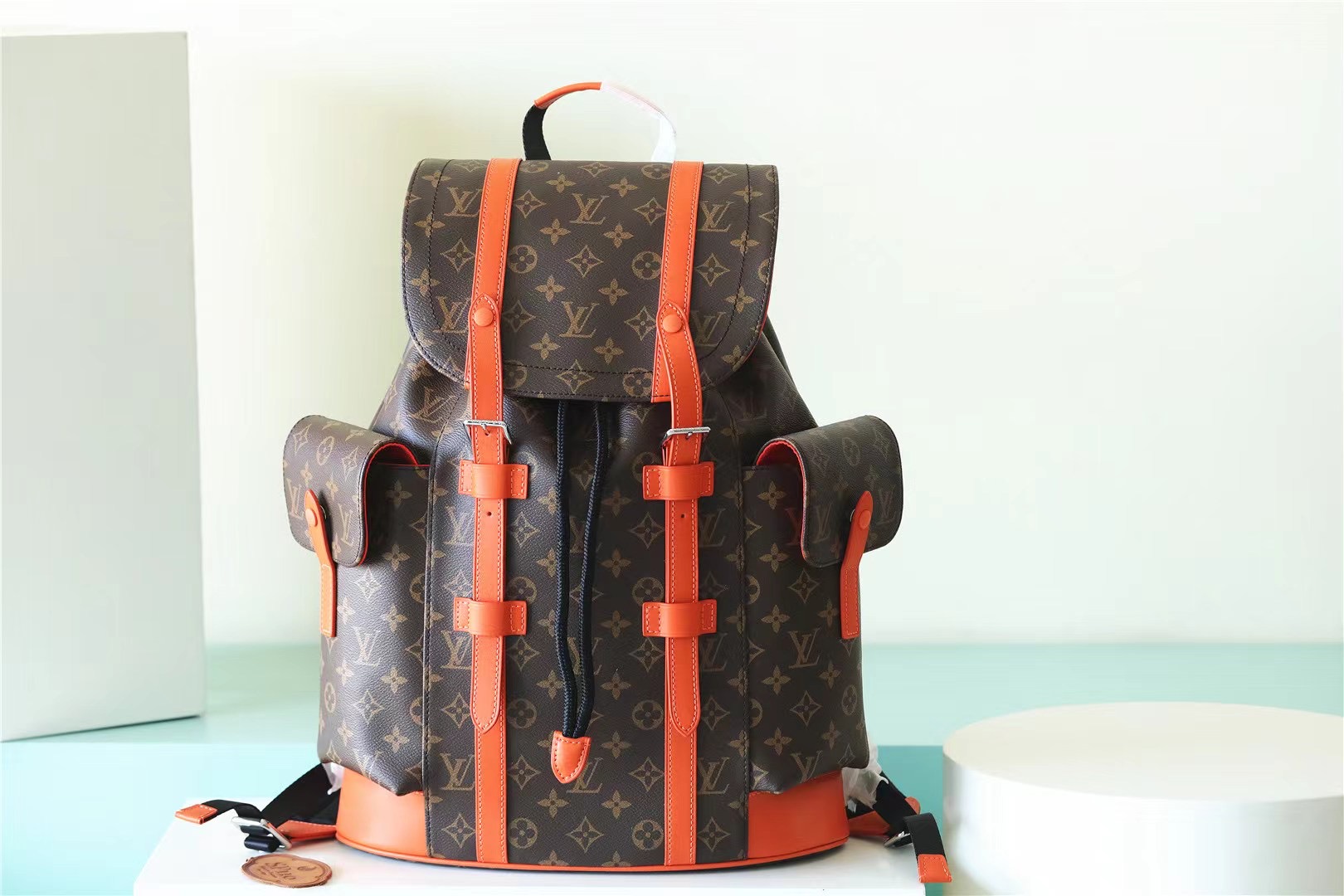 Wholesale Luxury Louis Vuitton Christopher MM Monogram backpack for mens Orange M46814